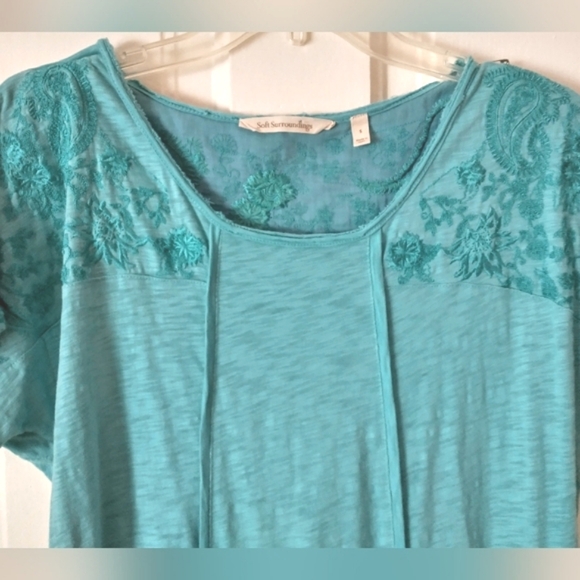 Soft Surroundings Gladstone Porcelain Blue 100% Cotton Embroidered Dress Size S - Picture 5 of 7